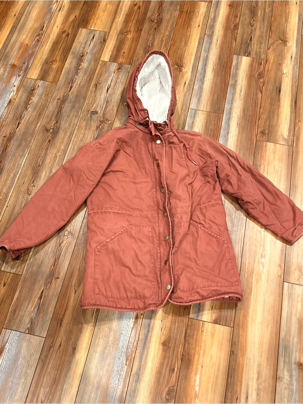 Universal Thread Hooded Sherpa-Lined Puffer Jacket - Rust